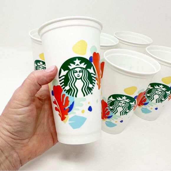 7 STARBUCKS REUSABLE CUPS LEAF‎ EDITION - Picture 4 of 10